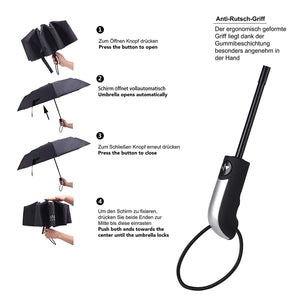 Massi Morino® Regenschirm mit Auf-Zu-Funktion - Mini Taschenschirm